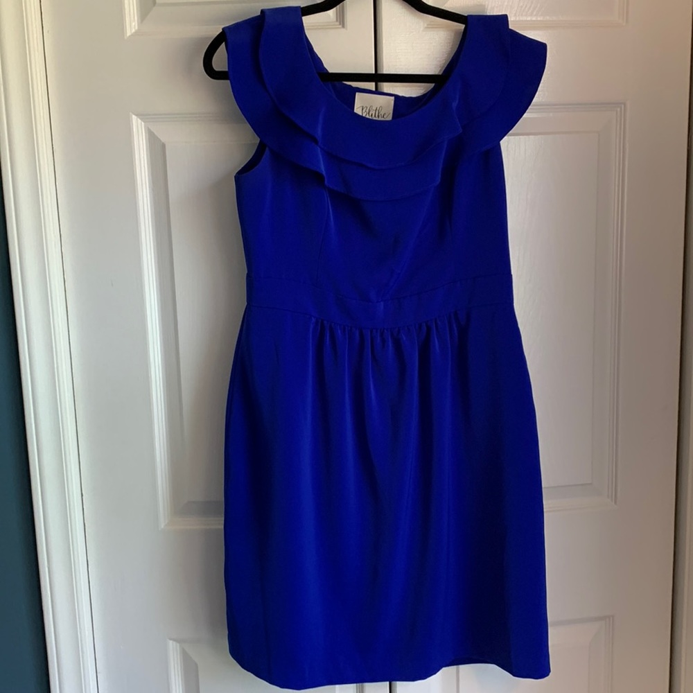 Blue Ruffle Cocktail Dress - Size 10
